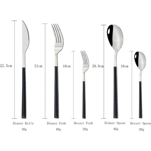 5Pcs Dinnerware Set Stainless Steel Wood Black Silver Tableware Set Western Food Flatware Dinner Knife Fork Teaspoon For Party