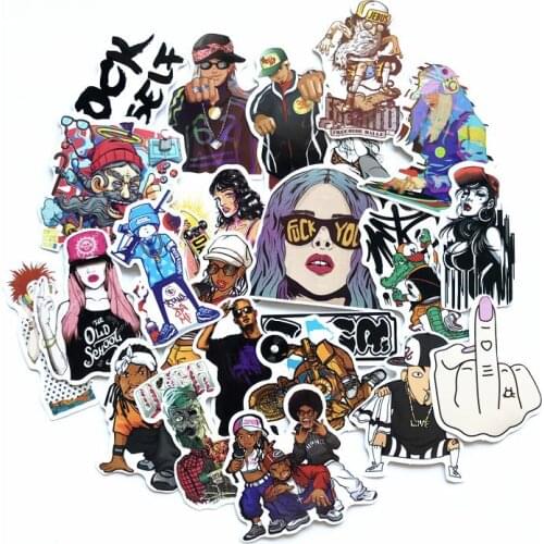 48 Piece/lot Street Culture Hiphop Style Stickers For Motorcycle Skateboard Car Luggage Laptop Pad Phone Pvc Decal Sticker