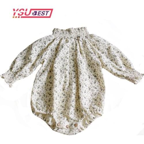 Baby Girls Rompers Newborn Baby Girls Long Sleeve Romper Floral Hat Jumpsuit Spring Children Kids Outfit Clothes Baby Romper