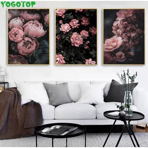 Peony Rose Flower Wall Art Diy Diamond painting Botanical Scandinavian Style 5D Full mosaic diamond embroidery Decor YY5055