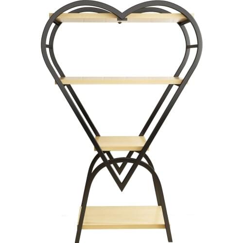 Solid Wood Flower Stand Balcony Multi-layer Rack Wrought Iron Interior Decoration Green Lollo Meat Heart-shaped Flower Table