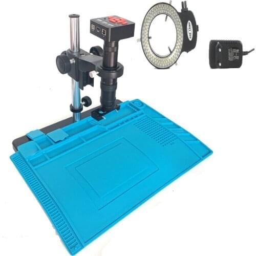 Industrial BAG soldering heating blue pad 10X-180X C-Mount lens 21MP HDMI USB digital video phone repair microscope camera