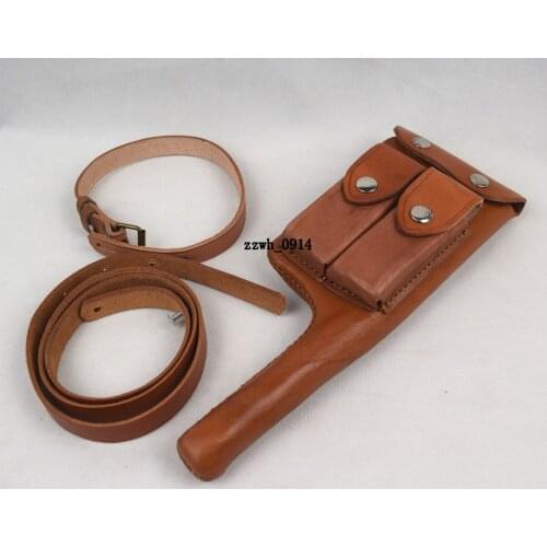 Replica WWII WW2 German Mauser C96 Broomhandle Leather Holster W Straps
