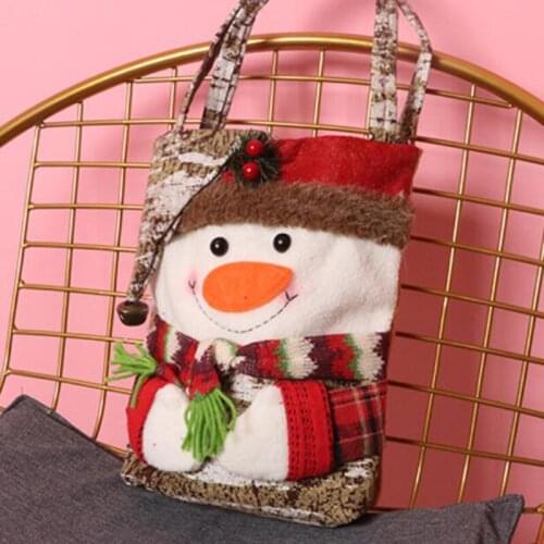 Christmas Bag Bark Tote Bag Cute Santa Claus Snowman Deer Candy Bag Gift Bag Decoration Home New Year