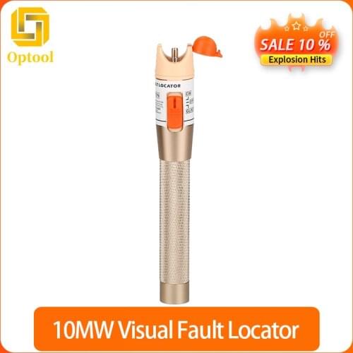 Free shipping 10MW 10km Visual Fault Locator optical fiber test pen type red light source compatible with st fc sc optical fibe