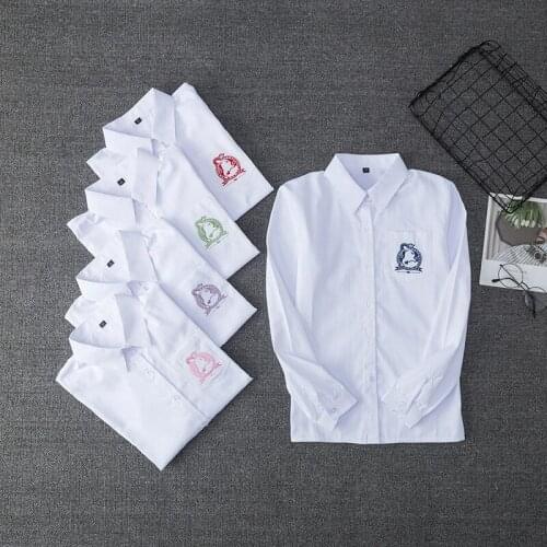 Sweet JK Girl School Uniform White Shirt Long Sleeve Short Sleeve Tops Preppy Style Blouse 5 Colors Rabbit Embroidery