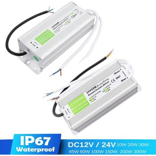 LED Driver DC12V 24V IP67 Waterproof Lighting Transformers for Outdoor Light 12V Power Supply 10W 20W 30W 45W 60W 100W 200W 300W