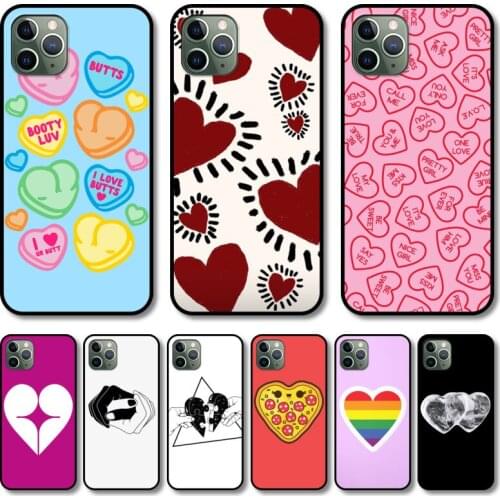 Heart shapes Phone Case cover For iphone 12 pro max 11 8 7 6 s XR PLUS X XS SE 2020 mini black cell shell