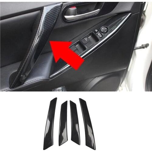 For Mazda 3 Sedan /Axela BL 2009 -2013 Carbon Fiber Car Inner Door Handle Armrest Cover Trim