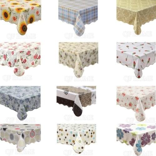 Table cloth Rectangular Waterproof & Oilproof Vinyl+Flannel Tablecloth Dining Kitchen Table Cover Protector Oilcloth