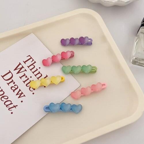New Girls Cute Gradient Colors Heart Hairpins Kids Sweet Hair Decorate Clips Side Barrettes Headband Fashion Hair Accessories