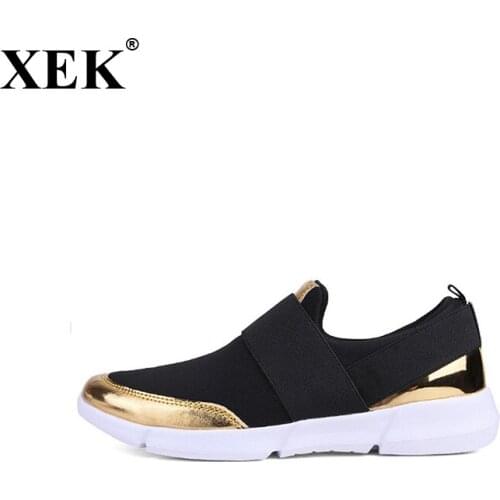 XEK Mesh Breathable Summer Womens Shoes Women Slip On Sport Shoes Ultralight Flats Shoes New Zapatillas Shoes Size 35-42 GSS37