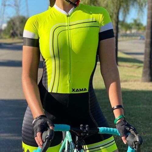 2020 XAMA Pro Womens Triathlon Skinsuit Bike Cycling Jersey Sets Macaquinho Ciclismo Feminino Bicycle Clothes Jumpsuit Gel Pad