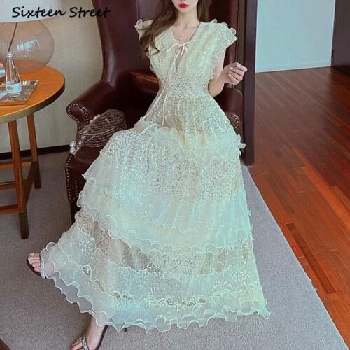 Apricot Sweet Sequined Dress Woman V-neck Evening Party Maxi Dresses Vestido Female Sleeveless Vintage Long Dress Clothing