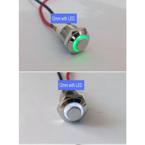 12mm metal button switch, built-in resistor, IP65 Waterproof, high head circular arc light model, 6V 12V / 24V 10PCS/LOT