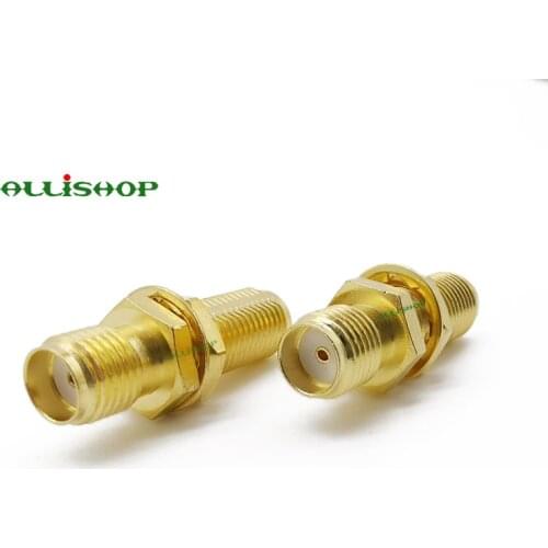 2Pcs SMA RF Connector Adapter SMA Female to SMA Female with Bulkhead Threaded Gasket SMA Jack to Jack Connector
