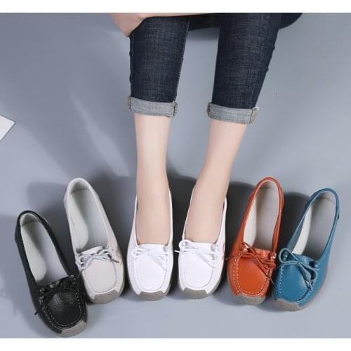 2021 Autumn Leather Peas Womens New All-match Multicolor Flat Mother SHOES 35-41