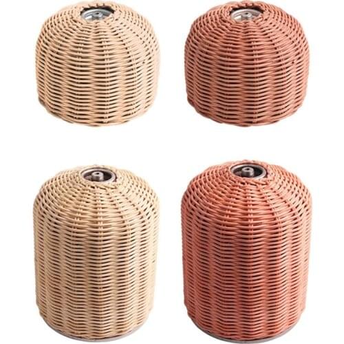 230g/450g Outdoor Cooking Gas Cylinder Rattan Cover Camping Gas Tank Protector