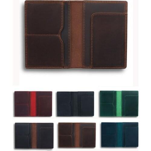 30 PCS Genuine Leather Passport Cover Vintage Credit ID Card Case Holder Unisex Travel Bifold Wallet Gift for Him Wholesale K1