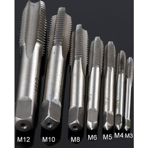 7 PCS / Group HSS Tapered Square Handle Straight Slot Screw Tapping Metric Plug Hand Drill M3 -M12 Mechanical Screwdriver