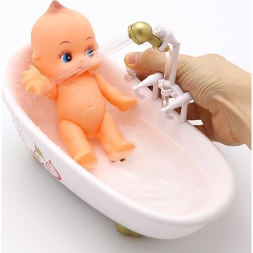 Kid Electronic Doll Bath Set With Real Working Bathtub Pretend Play Bath Toy