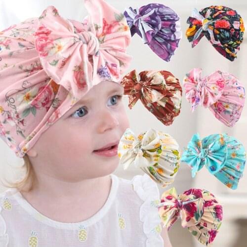 Baby Big Bow Headband Hat Bowknot Turban Toddler Beanie Cap Kids Baby Boys Girls Floral Knotted Hat Beanie Headwear Accessories