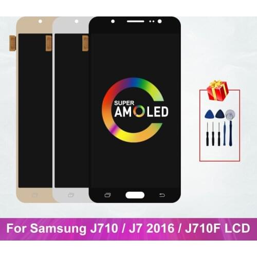 Super AMOLED For Samsung Galaxy J7 2016 Display J710 LCD Touch Screen Digitizer Display J710FN J710F J710M J710G Assembly Parts