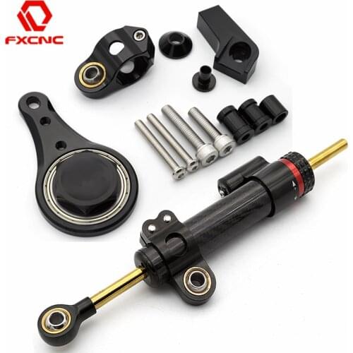 For Kawasaki Ninja ZX636 ZX6R ZX-6R 2005 2006 Fiber Carbon Steering Damper Stabilizer Motorcycle Dampers Mount Bracket Support