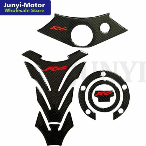 For Yamaha R6 YZFR6 YZF600 1998-2002 Sticker Tank Pad Oil Gas Cap Cover Triple Clamp Protector 3D Carbon Fiber Motorcycle Decal
