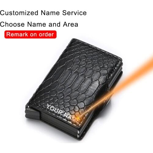DIENQI Rfid Card Holder Double Wallet Men Women Money Bag Male Hasp Black Leather Magic Wallet Snake Small Smart Trifold Wallet