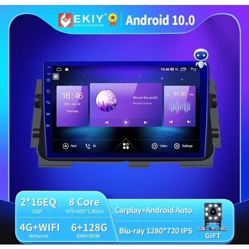 EKIY 6+128G Autoradio Android 10 For Nissan Kicks 2017 2018 Car Radio Multimedia Player Blu-ray IPS/QLED Navi GPS no 2din 2 din