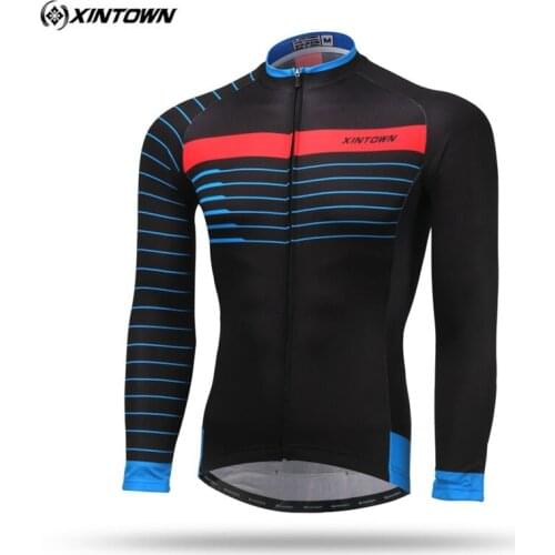 XINTOWN Black long Sleeve Thermal Fleece Men Cycling Jersey Winter Ciclismo Bike Bicycle Racing Sport Clothing MTB Bike Jersey