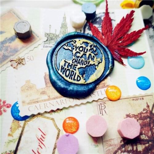Head of you can change the world map Sealing stamps Retro Wood Stamp Wax Seal Stamp Wedding Decorative sealing Stamp wax seals
