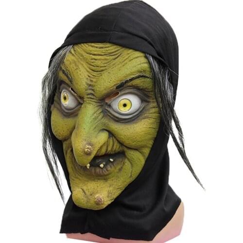 Halloween horror old woman mask cosplay funny masquerade party witch headgear performance props