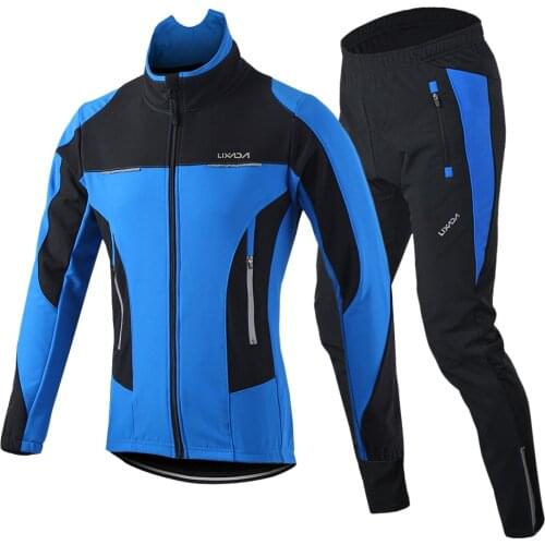 Men Winter Thermal Cycling Jacket Set Windproof Waterproof Warm Bike Jacket MTB Pant Bicycle Suit Pants Trousers