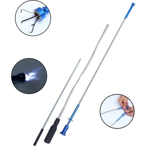 Magnetic Claws Pick Up Tool Magnet Long Reach Spring Grip Grabber Flexible With LED light Hand Tools