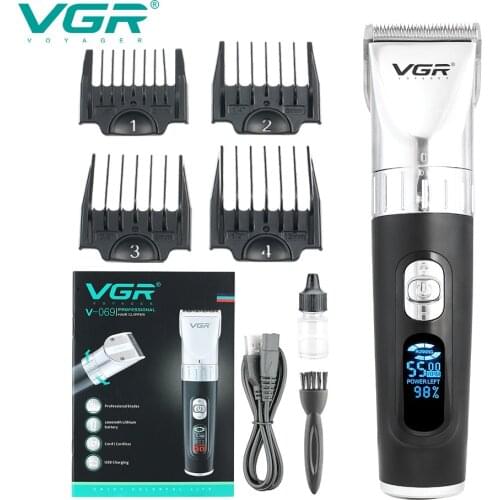 VGR Pro Cordless Cord Barber Hair Clipper Electric Hair Trimmer for Men Rechargeable Adjustable Hair Cutting Machine Haircut LED