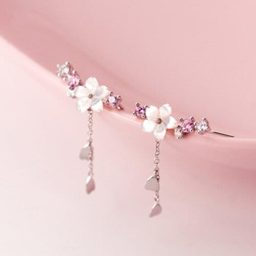 Sweet Jewelry Flower Earrings Pretty Design High Quality Shiny Crystal Tassels Drop Earrings For Girl Fine Accessories