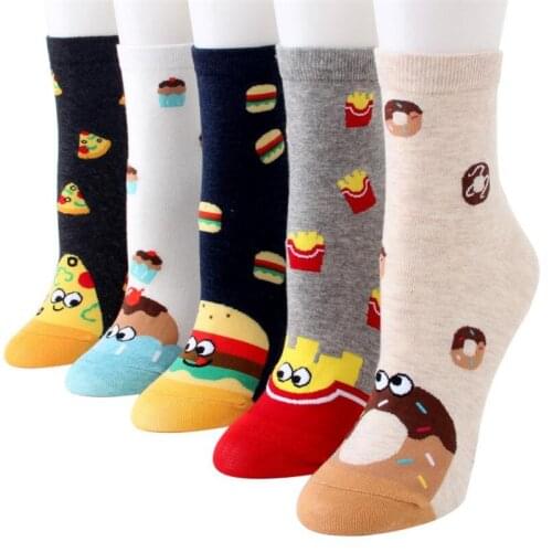 New arrival women lovely cartoon socks spring autumn-winter funny warm cotton sock ladies and womans food socks