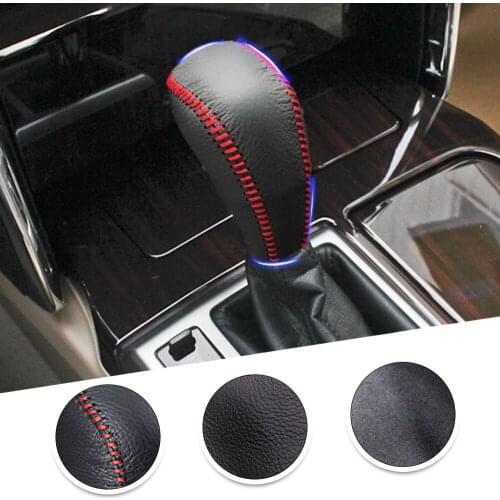 Muchkey Leather Gear Knob Stick Covers AT For Toyota REIZ 2013 2.5S Non-slip Automatic Shifter