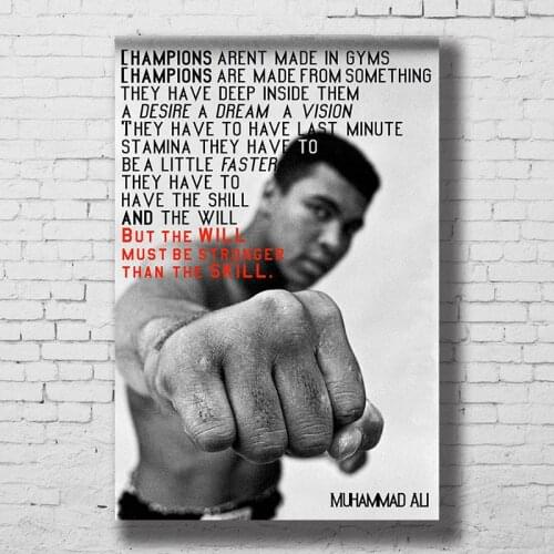 Muhammed Ali Boxer Silk Poster Motivational Quotes Canvas Wall Print Art Painting 30x45 60x90cm Picture Living Room Home Decor