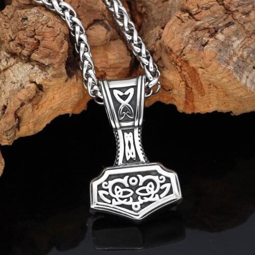 Norse Viking Stainless steel Knot Thor hammer Mjolnir Viking Amulet Hammer Scandinavian Pendant Norse Jewelry