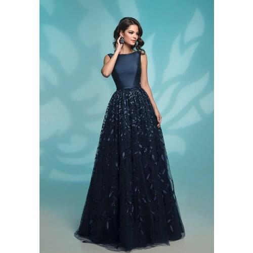 New Dark Nary Evening Dress Sequin Dress Dress Lady Elegant Evening Dress Long Dress 2021