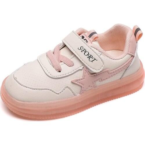 3-8 years Lighted Stars Kids Shoes Sneakers Leather Waterproof Shoes Children Sport Running Girls Sneaker Teen School Trainers