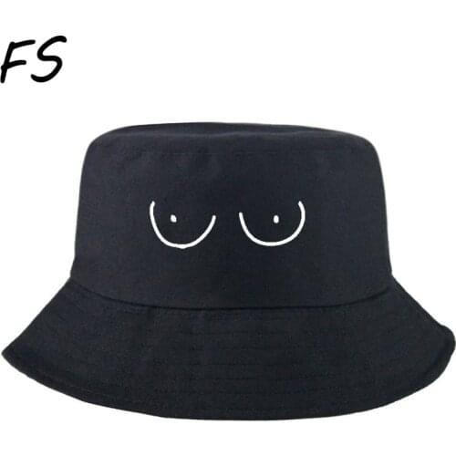 Funny BOOBS Print Bob Bucket Hats women Summer Mens Panama Fisherman Hat Cotton Black Caps Hip Hop Beach Cap панама женская hat