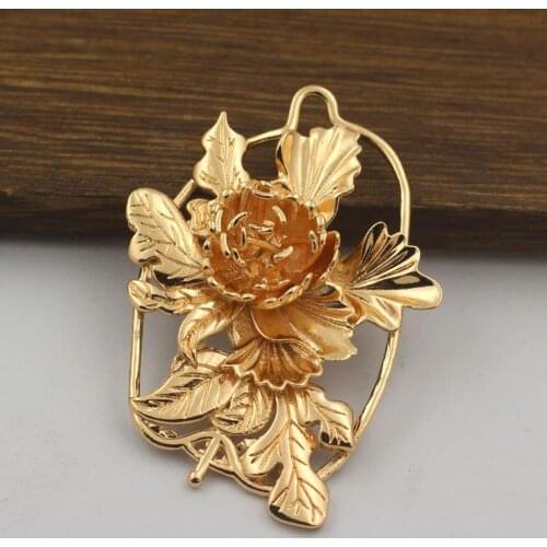 10pcs Brass Casted 3D Lotus Flower Leaf Charms Pendant High Quality Gold Silver Color DIY Brooch Jewelry Crafts Accessories