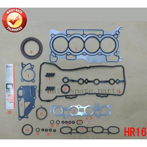 HR16DE Engine Full gasket set kit for Nissan March/Note/Dualis/Tiida/Livina 1.6L 1598cc 2005- 50287300 A0101-EE028 10101-EE027