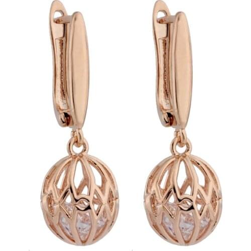 New Fashion Style Cute Egg Shape Zircon 585 Rose Gold Color Earrings High Quality Zircon Jewelry Gift Dangle Earrings For Women