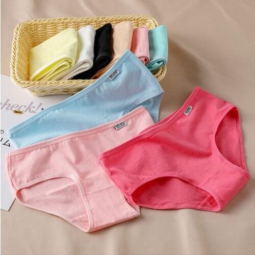 Candy Color Panties Womens Comfortable High Quality Cotton Womens Underwear Mid Waist Ureathable Womens Large Size Briefs