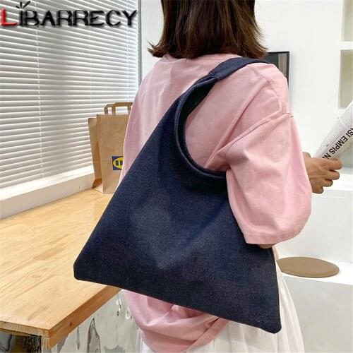 Large Capacity Ladies Shoulder Bags Multifunctional Wallet Solid Color Design Womens Travel Bag High Quality Denim Handbags Sac